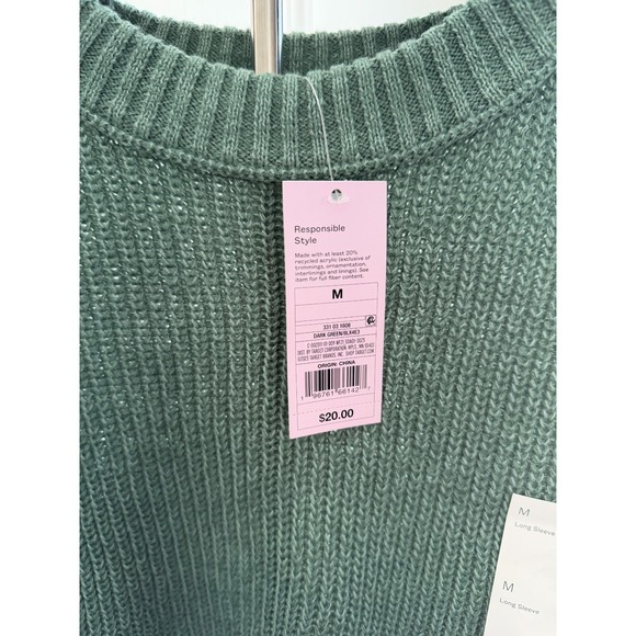 Wild Fable Dark Green Knit Cropped Long Sleeve Sweater Size M - Picture 5 of 5